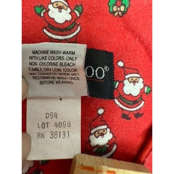 "Botany 500" Red Flannel Christmas Night Shirt VTG SZ S/M  Santa & Wreaths Mom - Picture 9 of 12